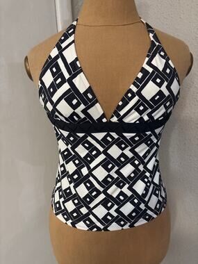 JAG Two Piece Geometric Halter Black/White Bikini S Resortwear Vacation Casual